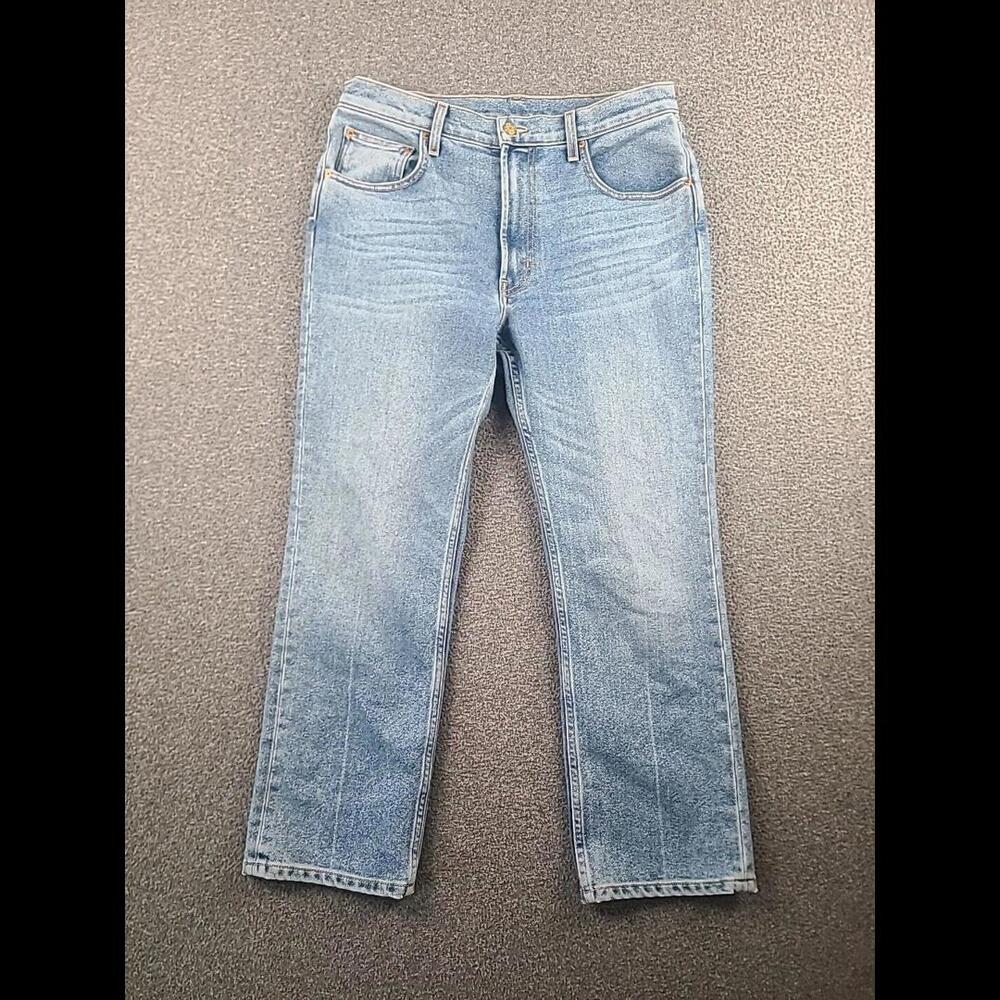 B Sides Jeans 32x28 Light Wash Womens High Rise Slight Taper Made USA Talon Zip